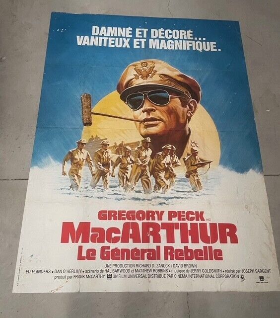 MAC ARTHUR "LE GENERAL REBELLE"  MOVIE POSTER ORIGINAL 120x160 , GREGORY PECK
