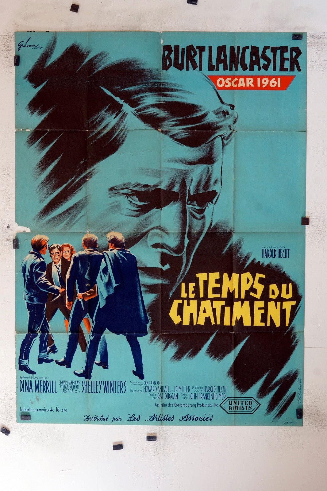 LE TEMPS DU CHATIMENT BURT LANCASTER MOVIE POSTER ORIGINAL 120x160