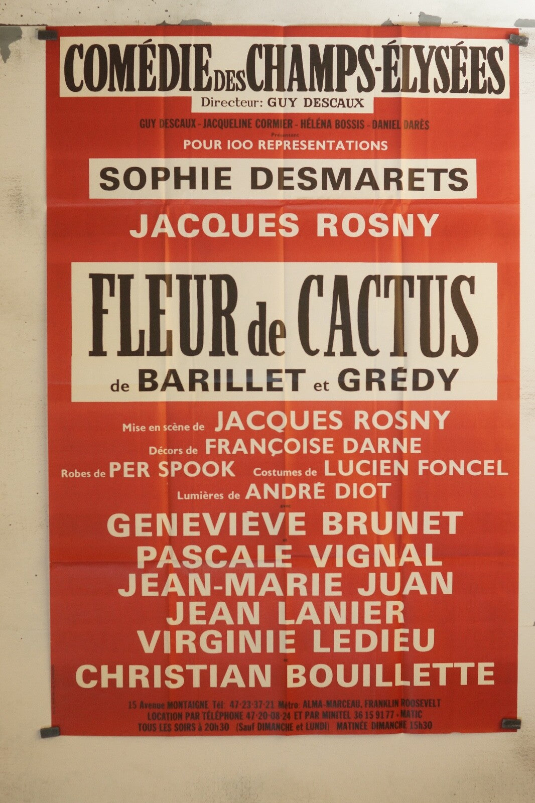 AFFICHE DE THÉÂTRE « FLEUR DE CACTUS » MOVIE POSTER ORIGINAL 120x160 SOPHIE
