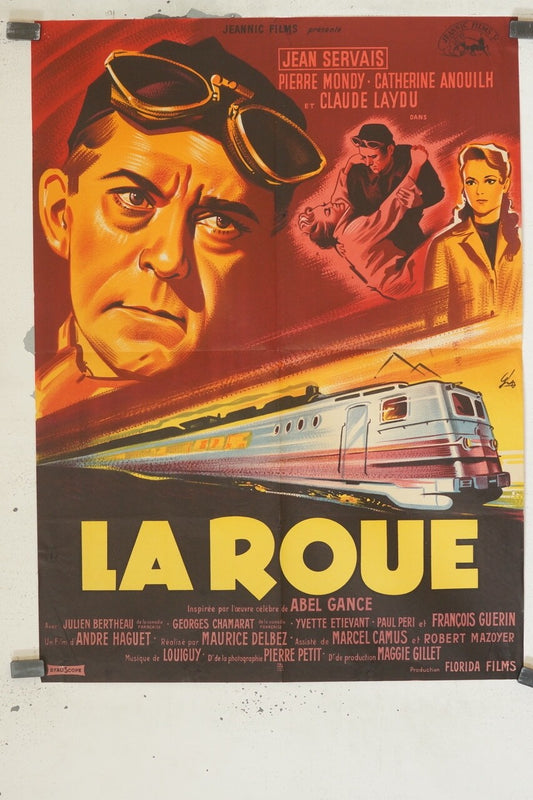 LA ROUE MOVIE POSTER ORIGINAL 120x160 JEAN SERVAIS – PIERRE MONDY