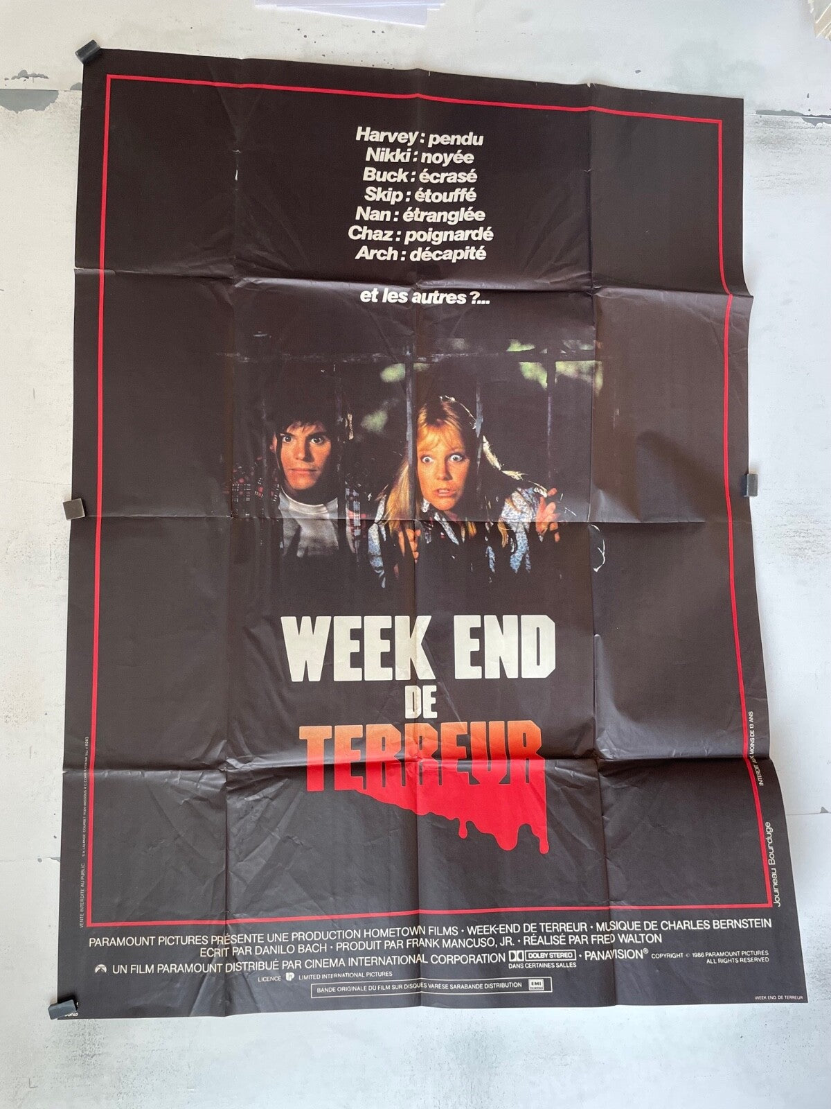 WEEK-END DE TERREUR POSTER ORIGINAL 120x160 FRED WALTON