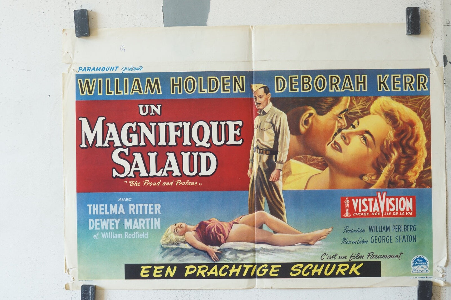 UN MAGNIFIQUE SALAUD (POSTER ORIGINAL) 30X55 Wiliam Holden , Deborah Kerr
