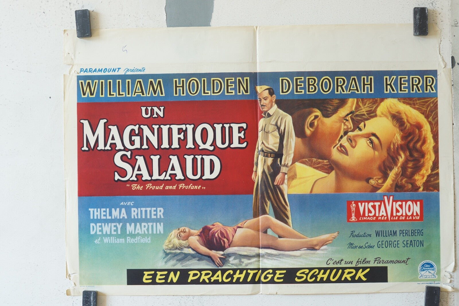 UN MAGNIFIQUE SALAUD (POSTER ORIGINAL) 30X55 Wiliam Holden , Deborah Kerr