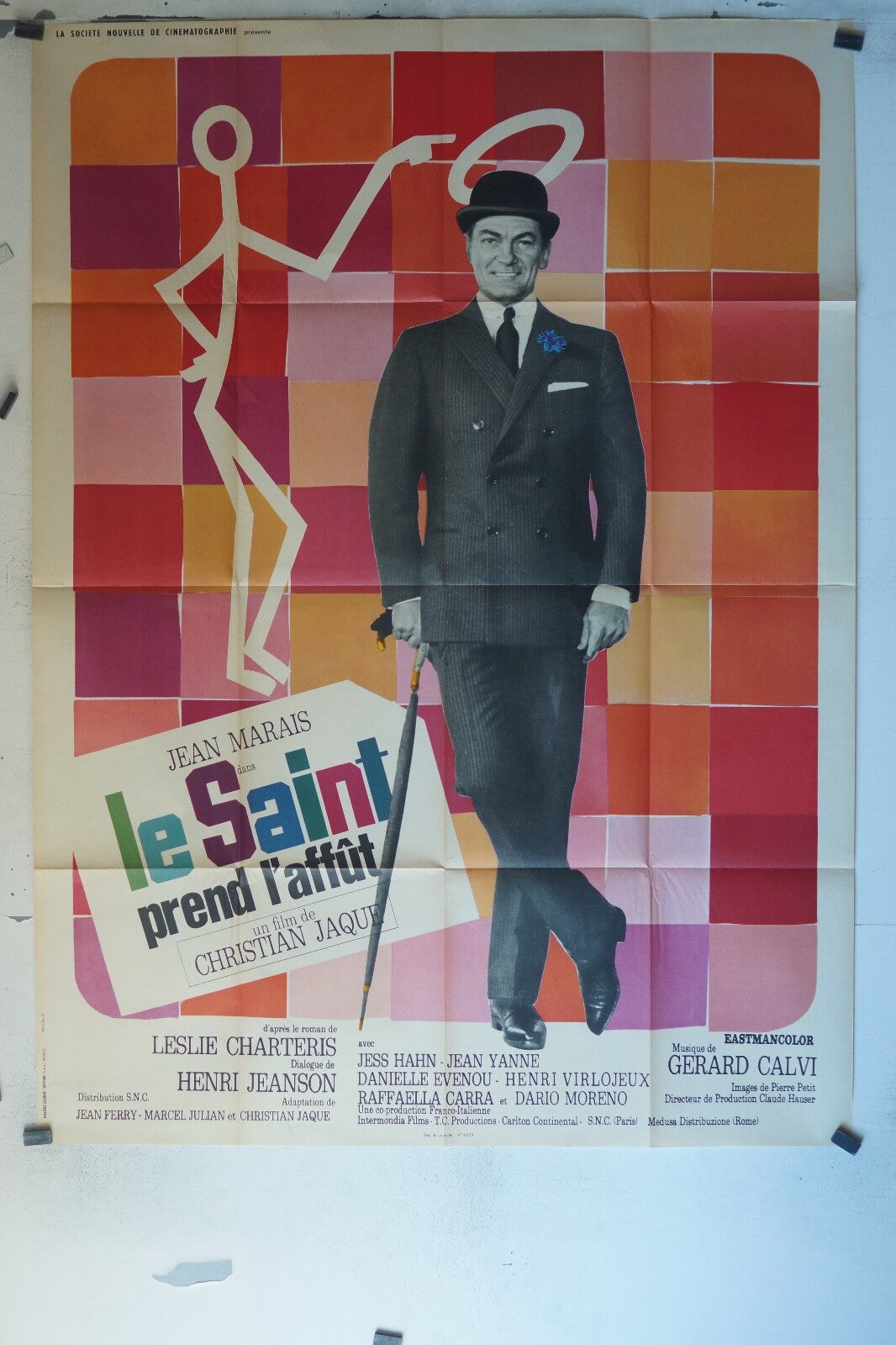 LE SAINT PREND L’AFFÛT (1956) ORIGINAL MOVIE POSTER 120x160 JESS HAHN – JEAN