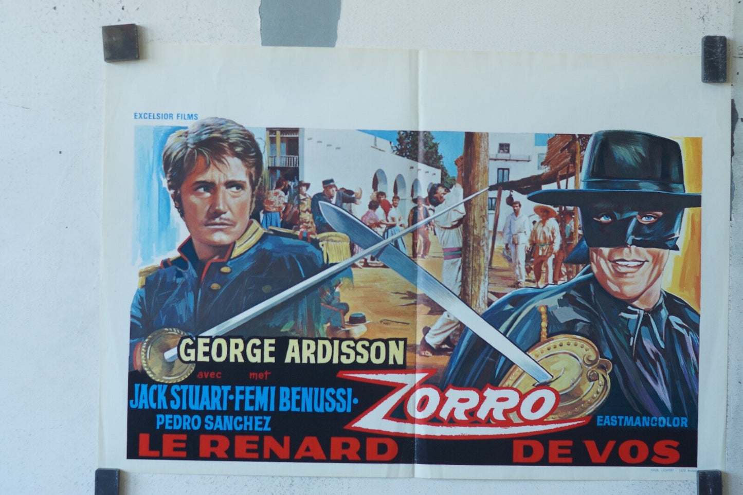 ZORRO (BELGE), 1968 MOVIE POSTER ORIGINAL 36X54 DALE ROBERTSON, MARA CORDAY