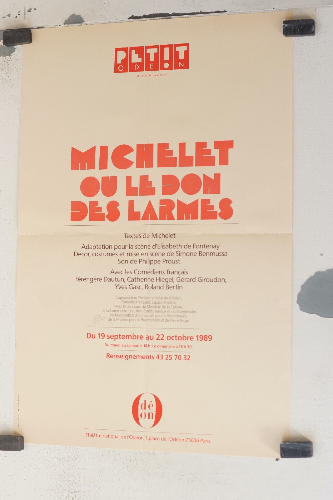 MICHELET OU LE DON DES LARMES - THEATRE MOVIE POSTER ORIGINAL 57x38