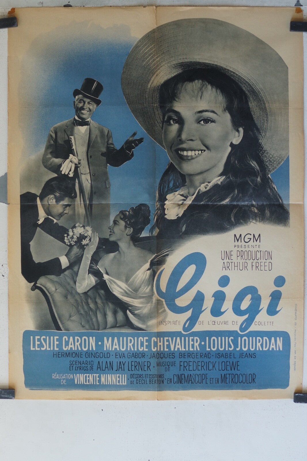 GIGI MOVIE POSTER ORIGINAL (60X80) Leslie Caron , Maurice Chevalier