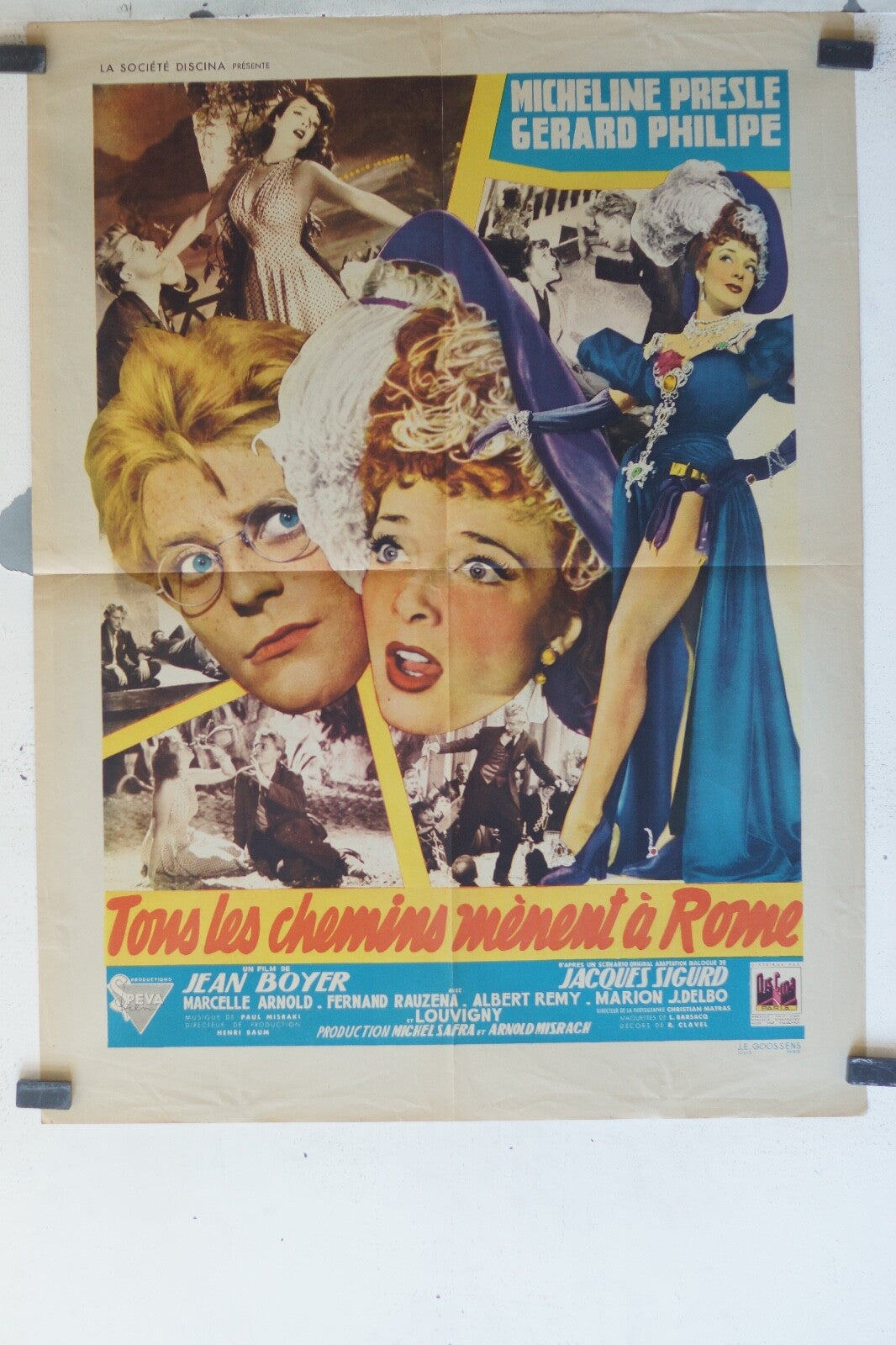 TOUS LES CHEMINS MENENT A ROME MOVIE POSTER ORIGINAL (60X80) Micheline Presle