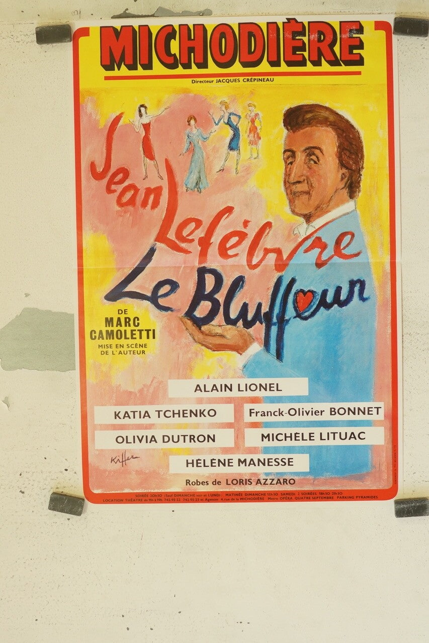 AFFICHE THÉÂTRE « JEAN LEFÈBVRE, LE BLUFFEUR » MOVIE POSTER ORIGINAL 40x60