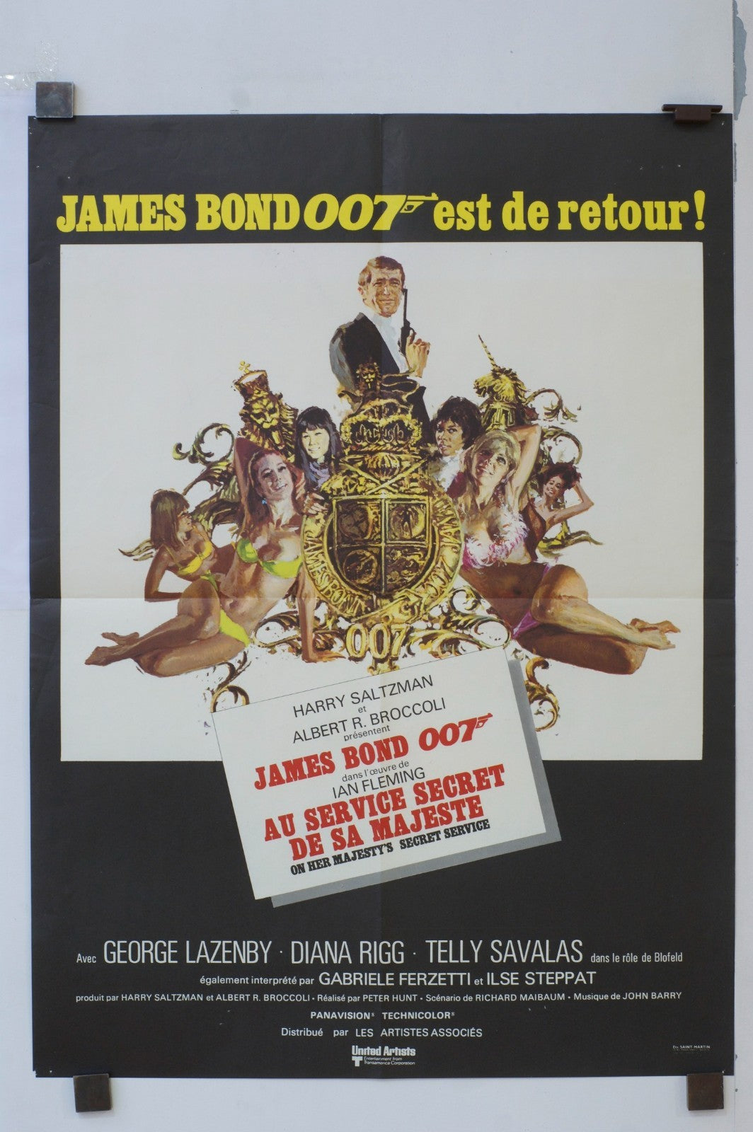 JAMES BOND 007 EST DE RETOUR, AU SERVICE DE SA MAJESTÉ (60X80) GEORGE LAZENBY