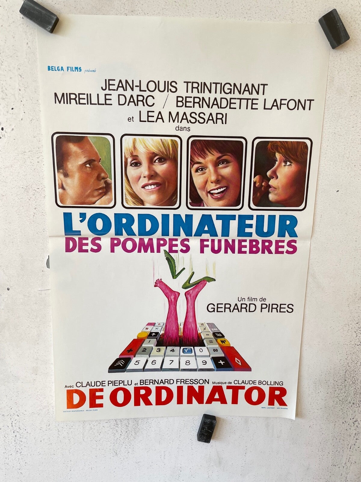 L’ORDINATEUR DES POMPES FUNÈBRES POSTER ORIGINAL (40X60) JEAN-LOUIS TRINTIGNANT