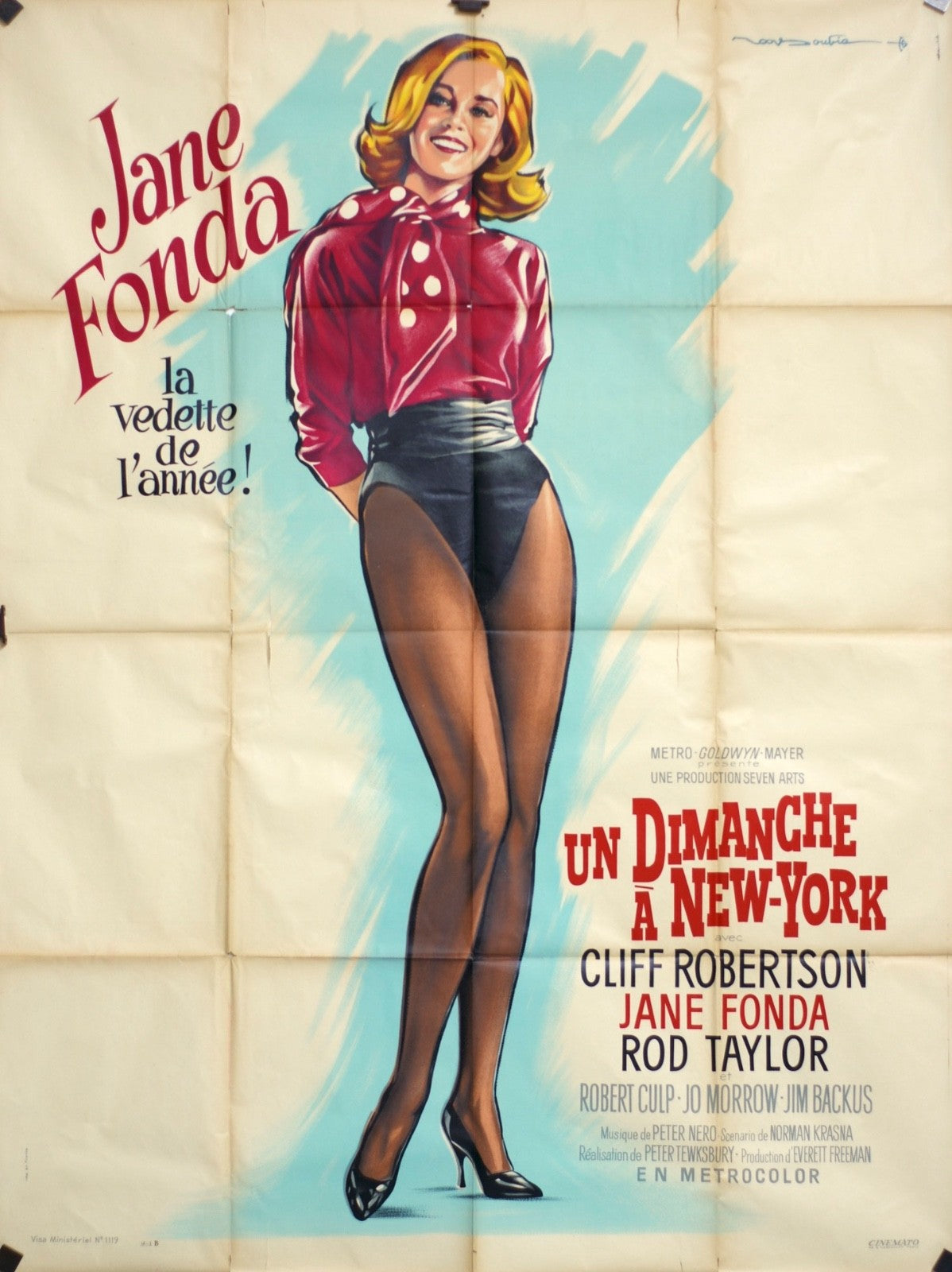 UN DIMANCHE A NEW-YORK  JANE FONDA poster ORIGINAL 120x160