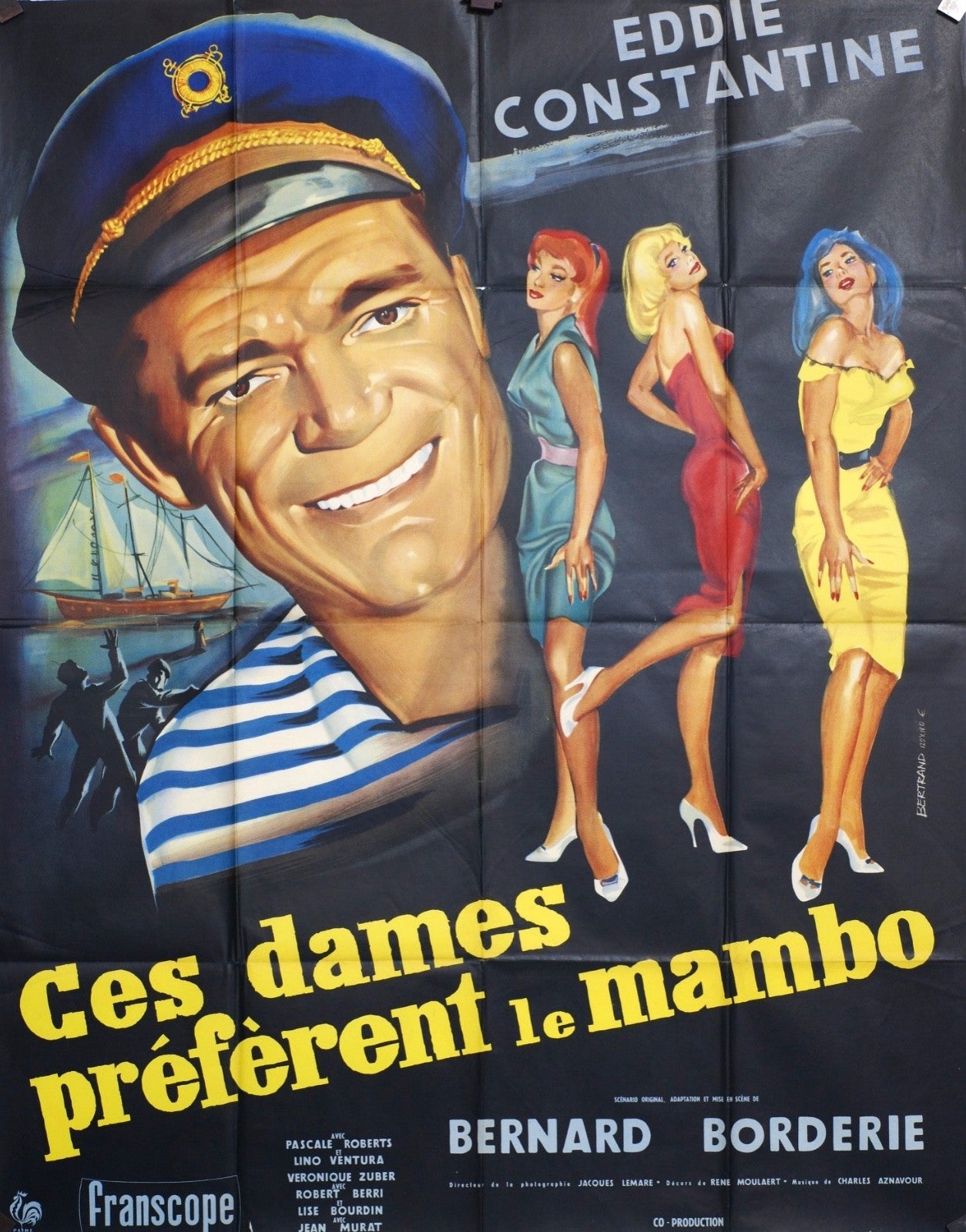 CES DAMES PRÉFÈRENT LE MAMBO EDDIE CONSTANTINE MOVIE POSTER ORIGINAL 120x160