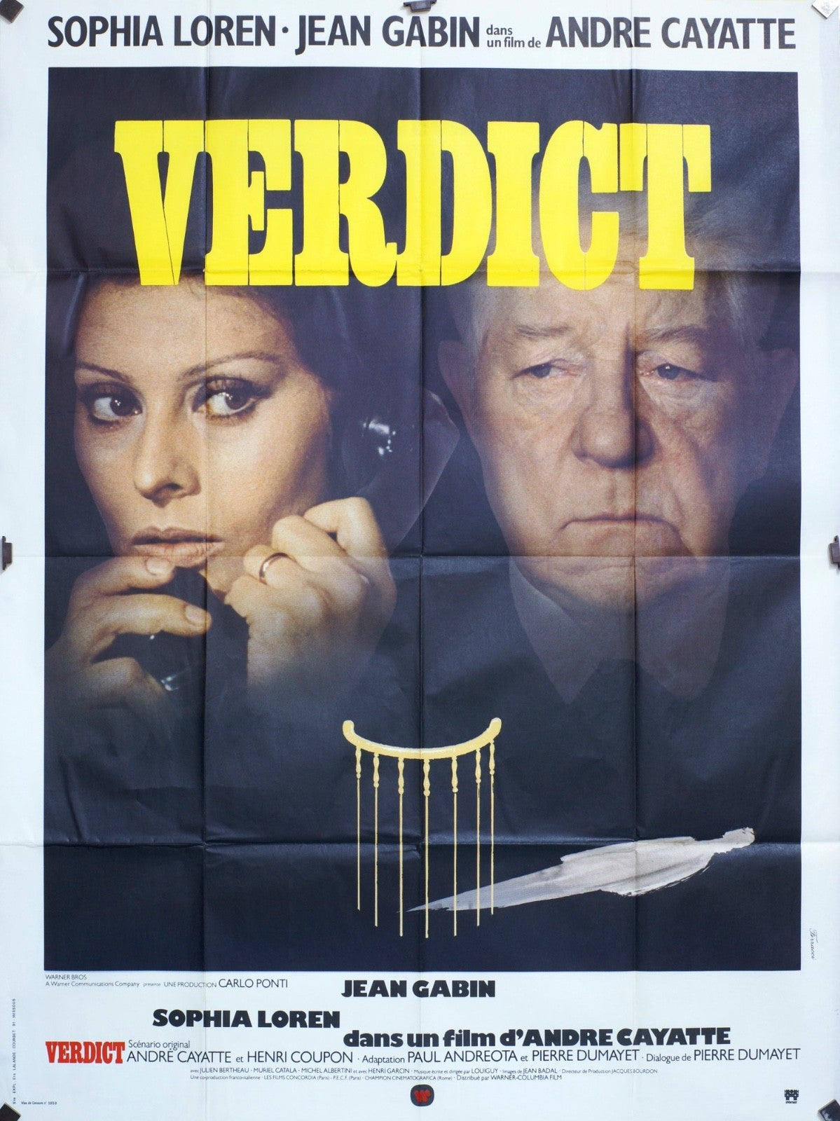 VERDICT GABIN, LOREN MOVIE POSTER ORIGINAL 120x160