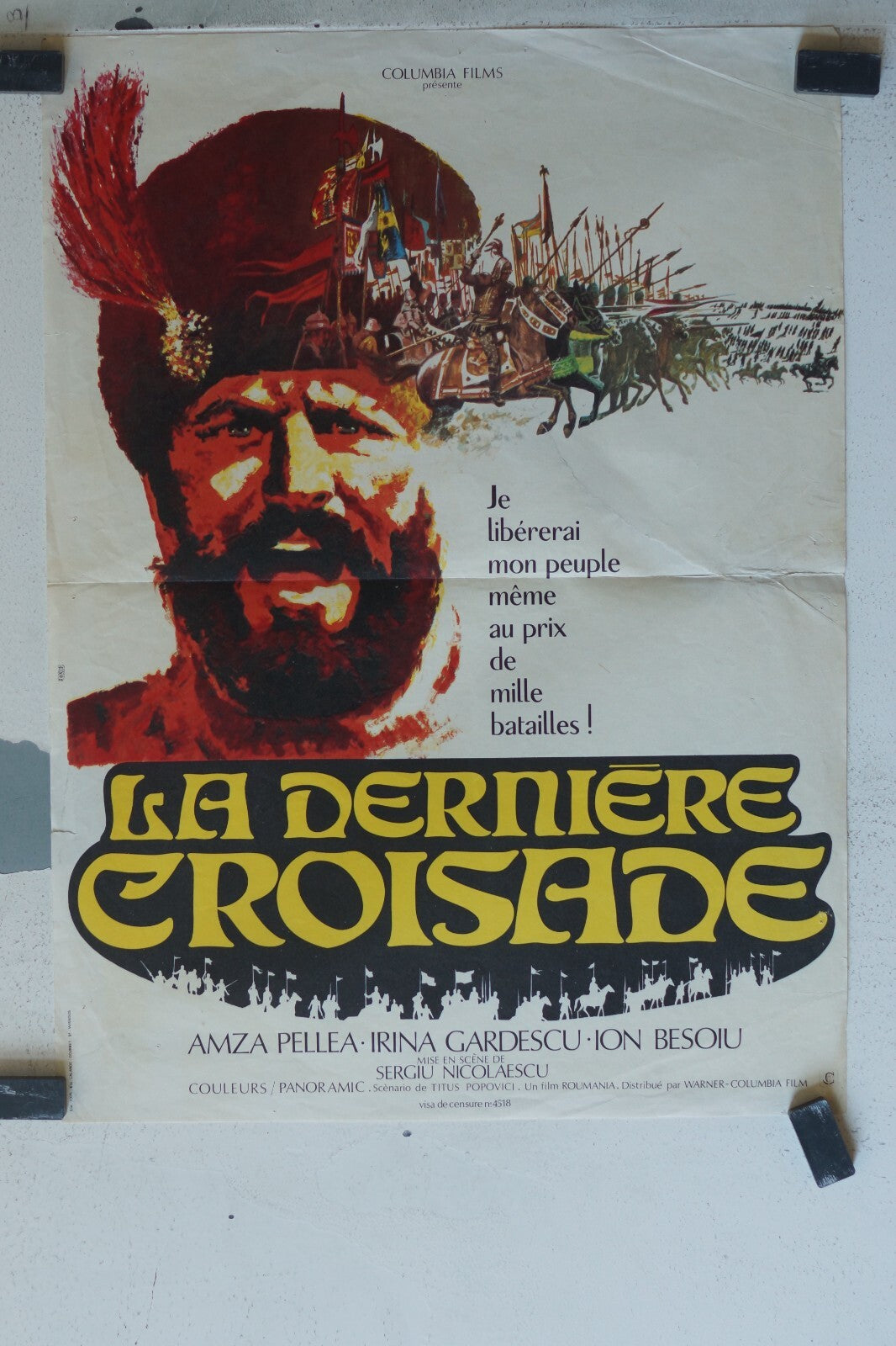 DERNIERE CROISADE (LA) MOVIE POSTER ORIGINAL 52x38 Amza Pellea , Irina Gardescu 