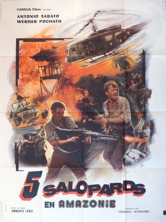5 SALOPARDS EN AMAZONIE MOVIE POSTER ORIGINAL 120x160 ANTONIO SABATO