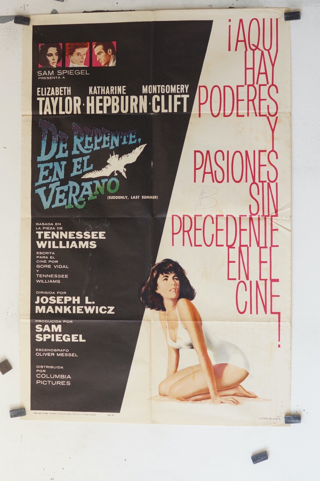 DE REPENTE EN EL ULTIMO VERANO (70X100), 1959 ORIGINAL MOVIE POSTER ELIZABETH