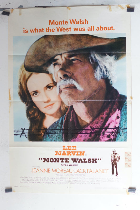 MONTE WALSH MOVIE POSTER ORIGINAL (69x103), LEE MARVIN, JEANNE MOREAU