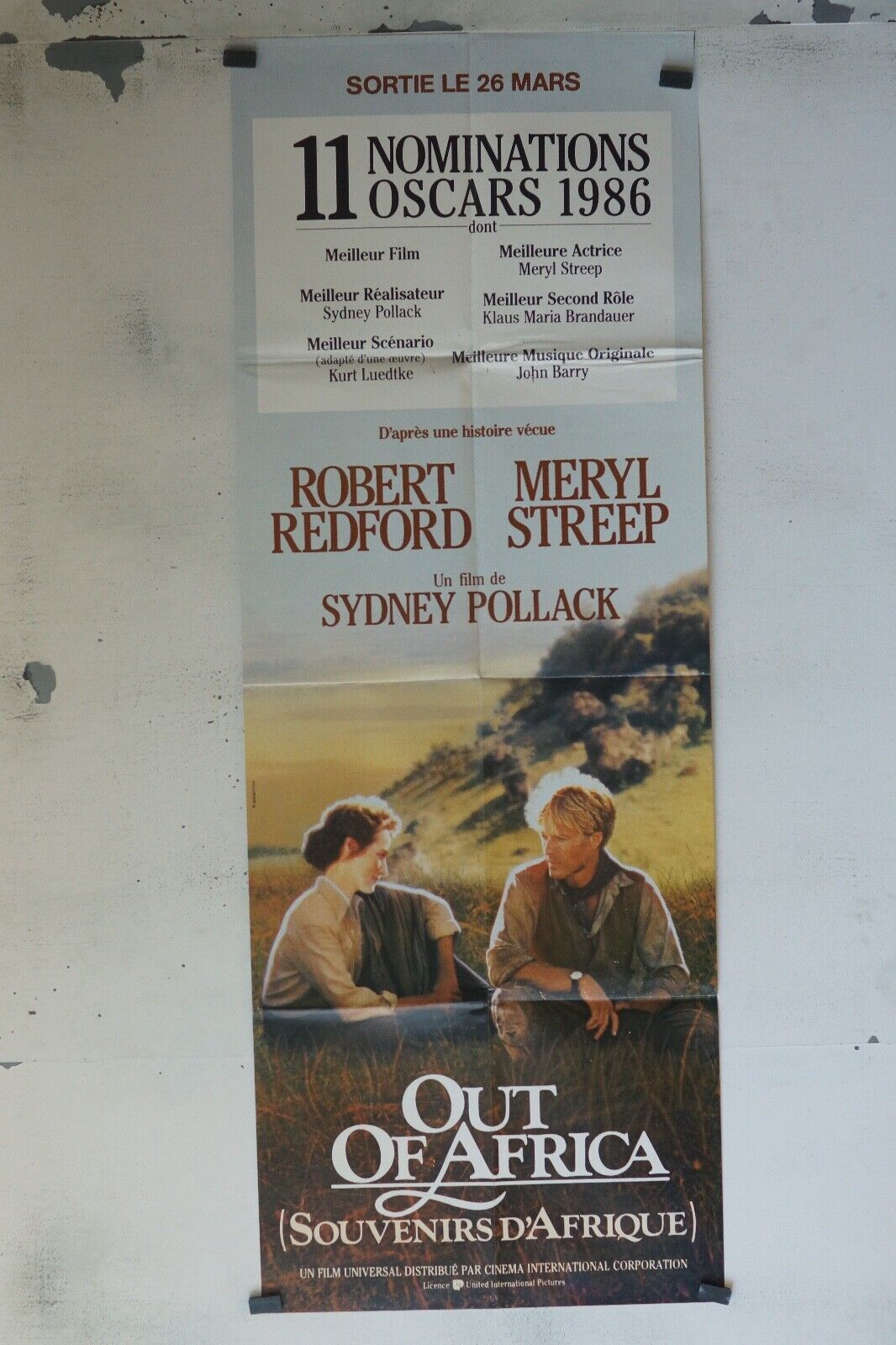 OUT OF AFRICA POSTER ORIGINAL 60x160 ROBERT REDFORD