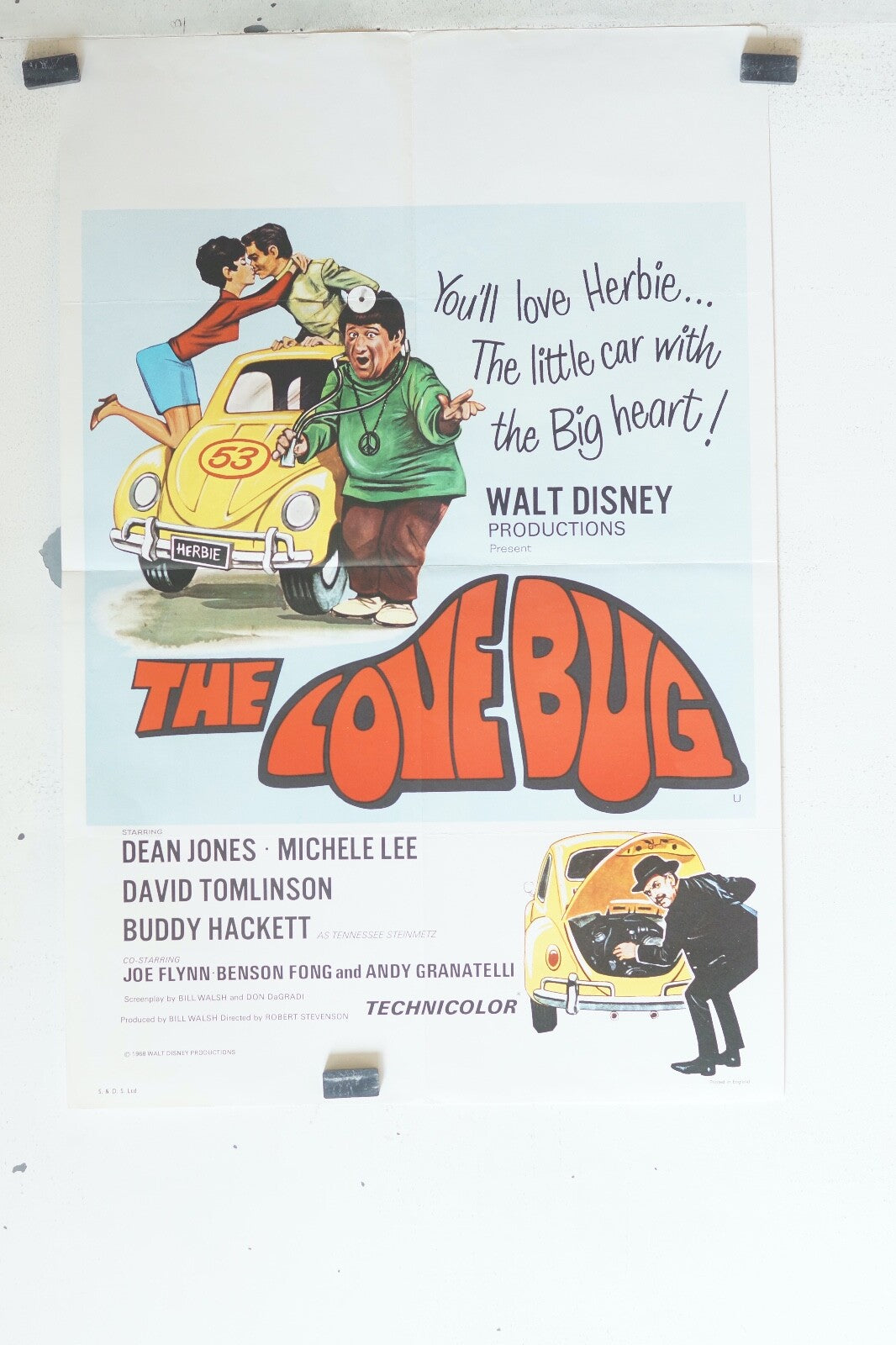 THE LOVE BUG (1966) (DISNEY) - 1 ORIGINAL 49X74 Dean Jones, Michele Lee 