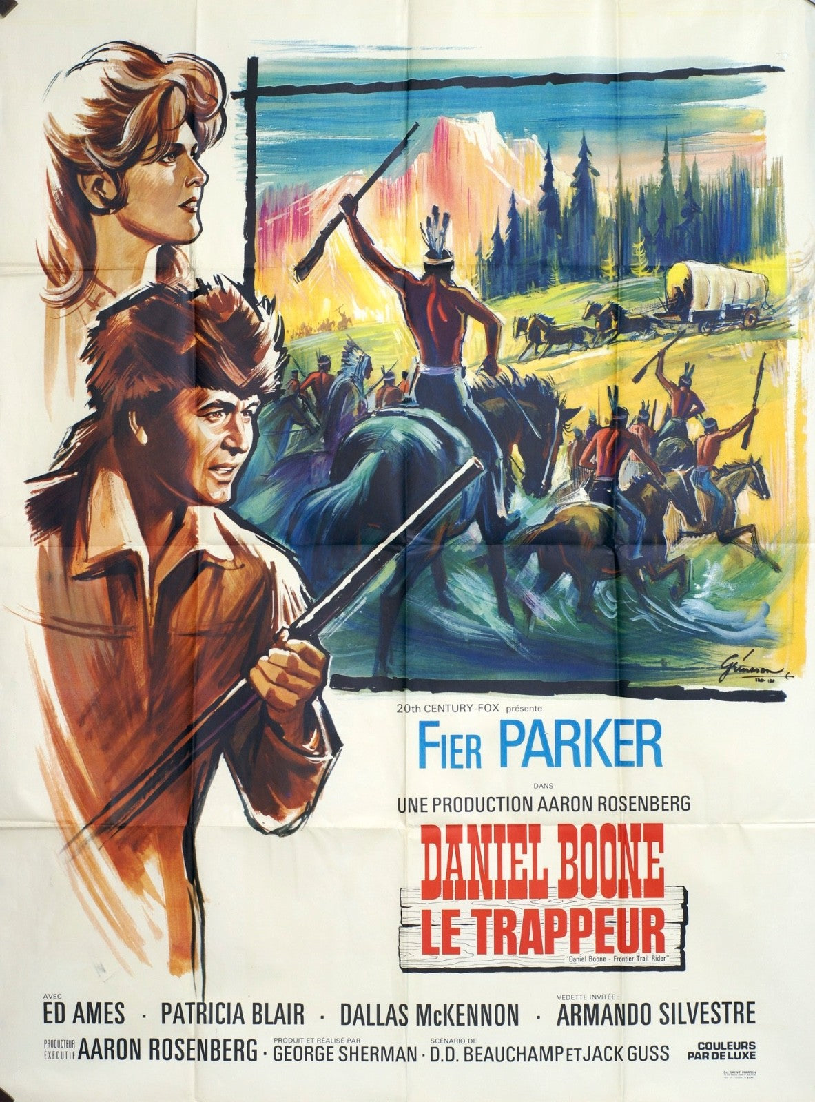 DANIEL BOONE LE TRAPPEUR FIER PARKER movie poster ORIGINAL 120x160
