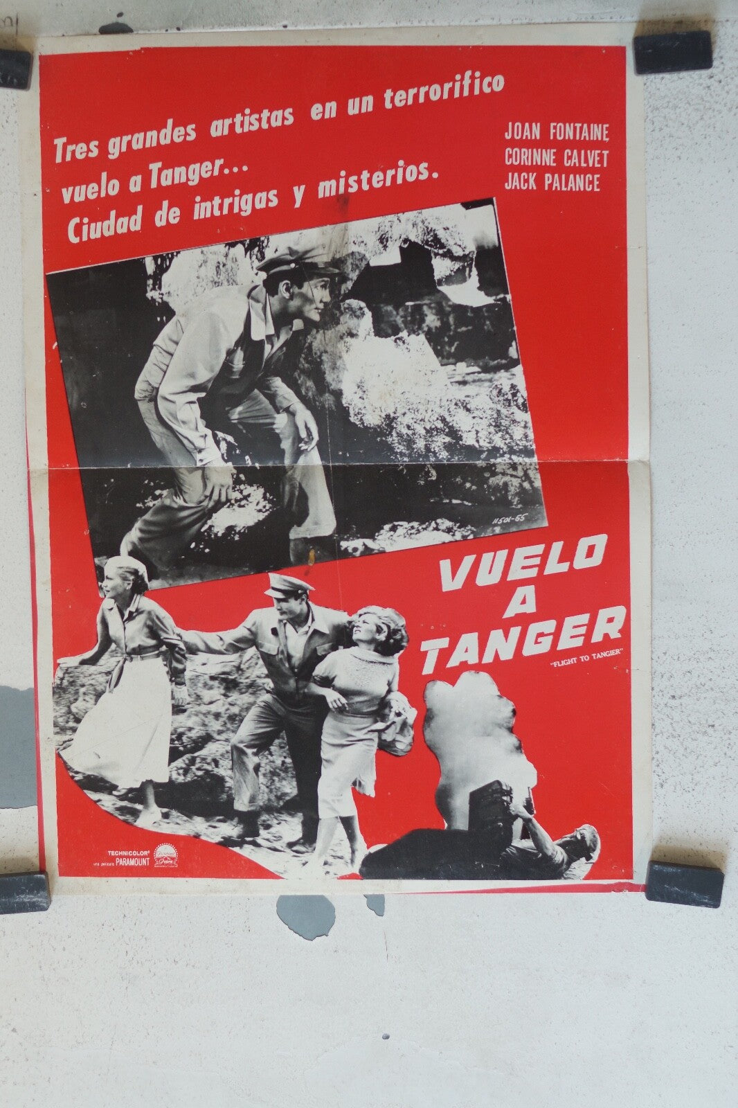 VUELO A TANGER, BELGE POSTER ORIGINAL 45X32 Joan Fontaine , corinne Calvet 