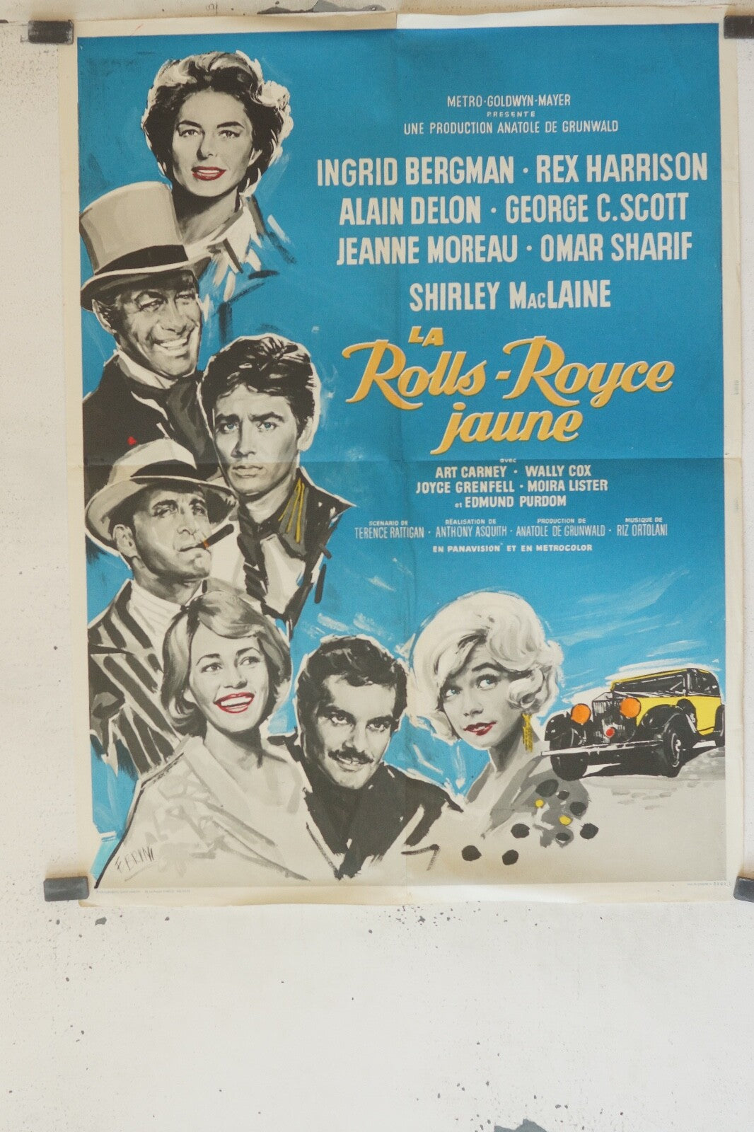 LA ROLLS-ROYCE JAUNE POSTER ORIGINAL (60X80) INGRID BERGMAN, REX HARRISON