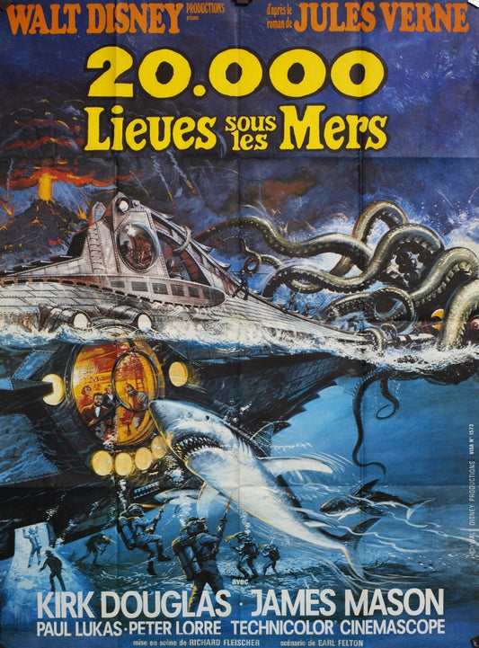 20000 LIEUES SOUS LES MERS KIRK DOUGLAS ORIGINAL MOVIE POSTER 120x160