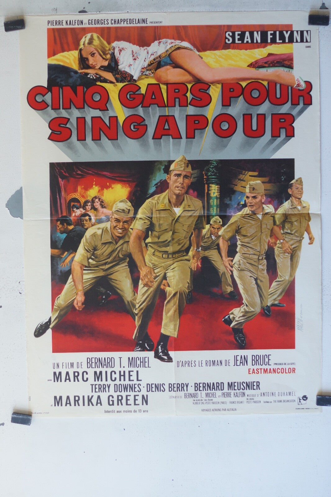 CINQ GARS POUR SINGAPOUR Movie poster ORIGINAL 60x80 Sean Flynn , Marika Green 