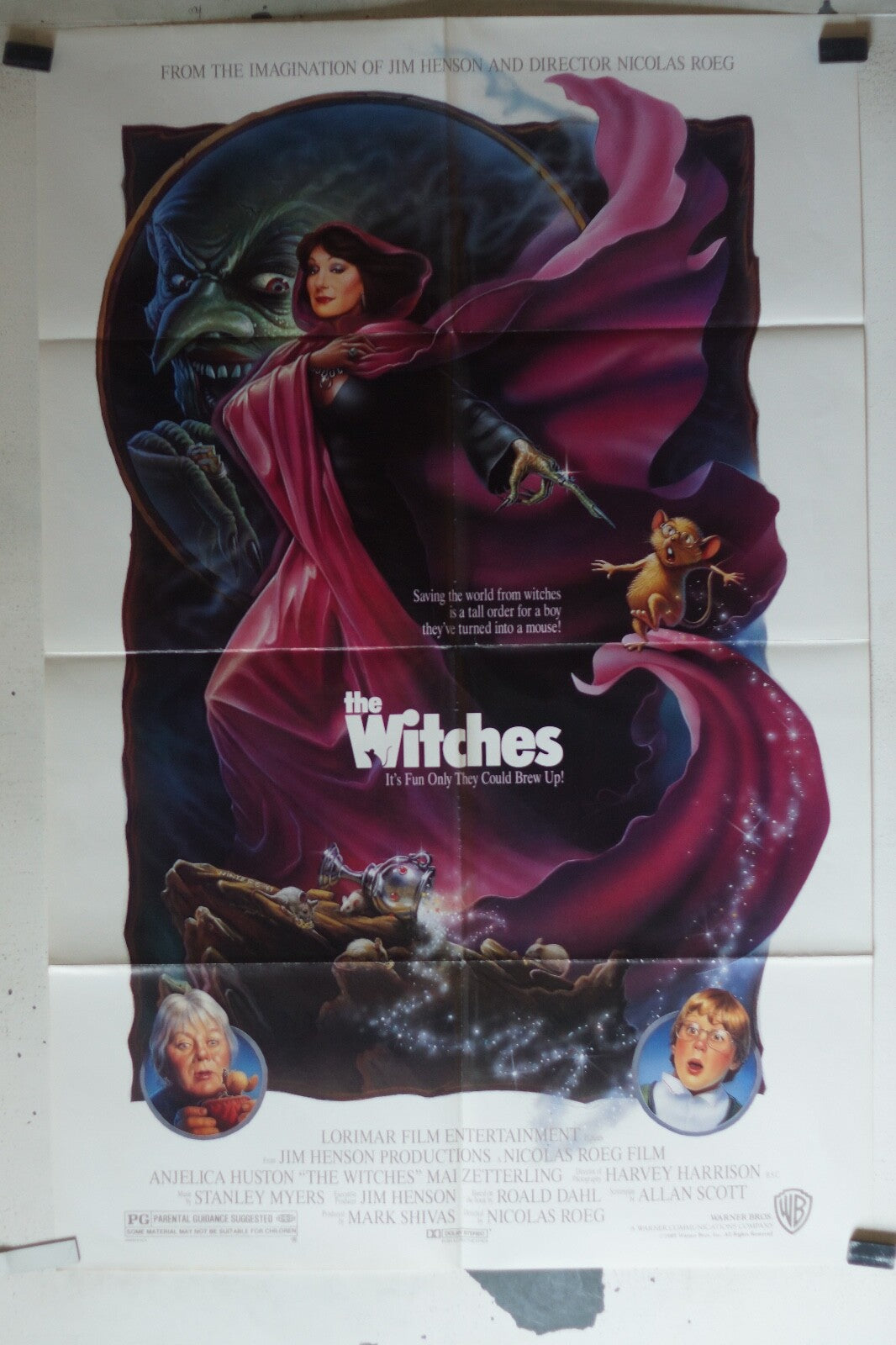 THE WITCHES ORIGINAL MOVIE POSTER 69x103 Anjelica Huston , Mai Zetterling