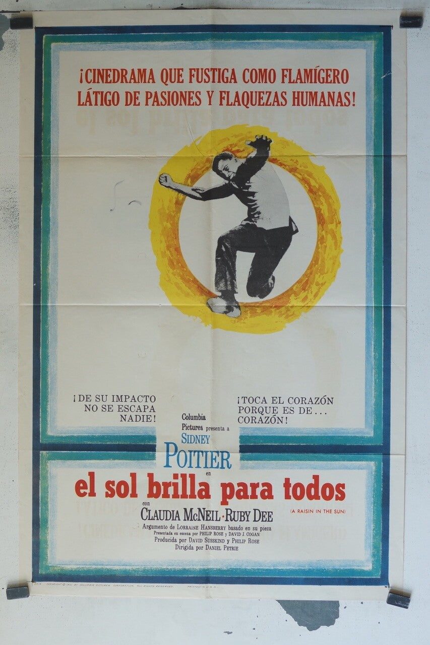 EL SOL BRILLA PARA TODOS (1961) 70x100 ORIGINAL MOVIE POSTER SIDNEY POITIER