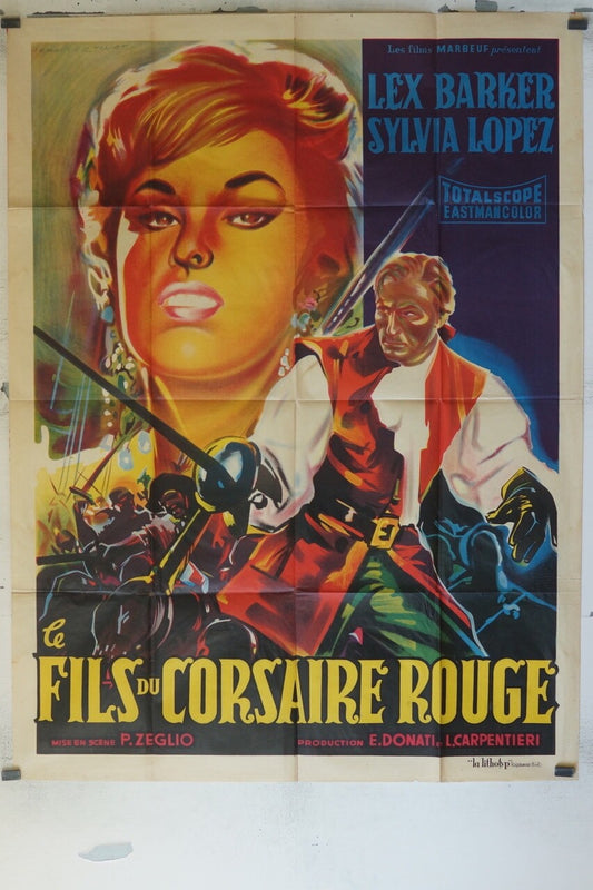 LE FILS DU CORSAIRE ROUGE 120x160 LEX BARKER, SYLVIA LOPEZ