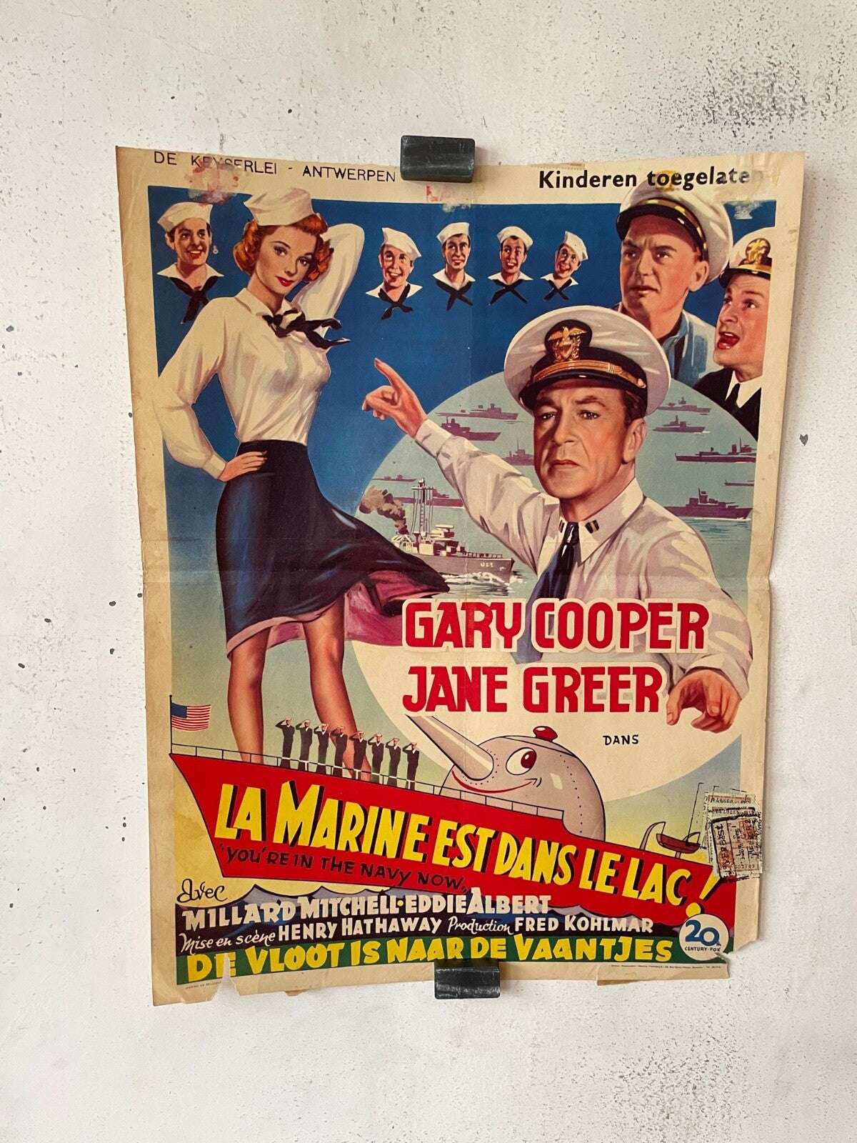 LA MARINE EST DANS LE SAC, BELGIAN MOVIE 36X48 GARY COOPER – JANE GREER