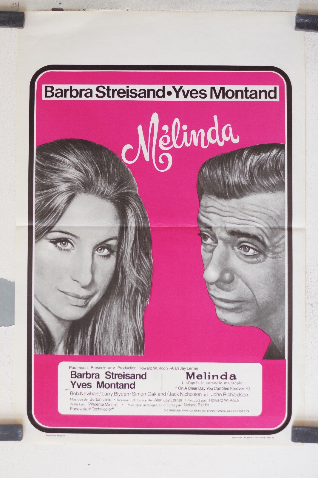 MELINDA MOVIE POSTER 53x36 Barbra Streisand , Yves Montand