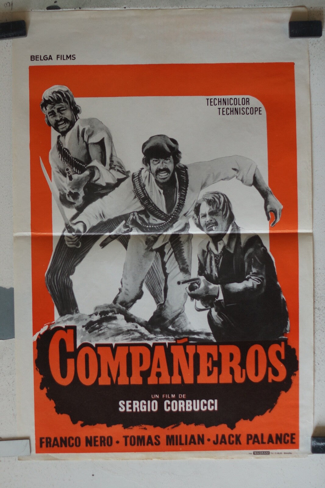  COMPANEROS (BELGE) MOVIE POSTER ORIGINAL 55x36 Franco Nero , Tomas Milian ,