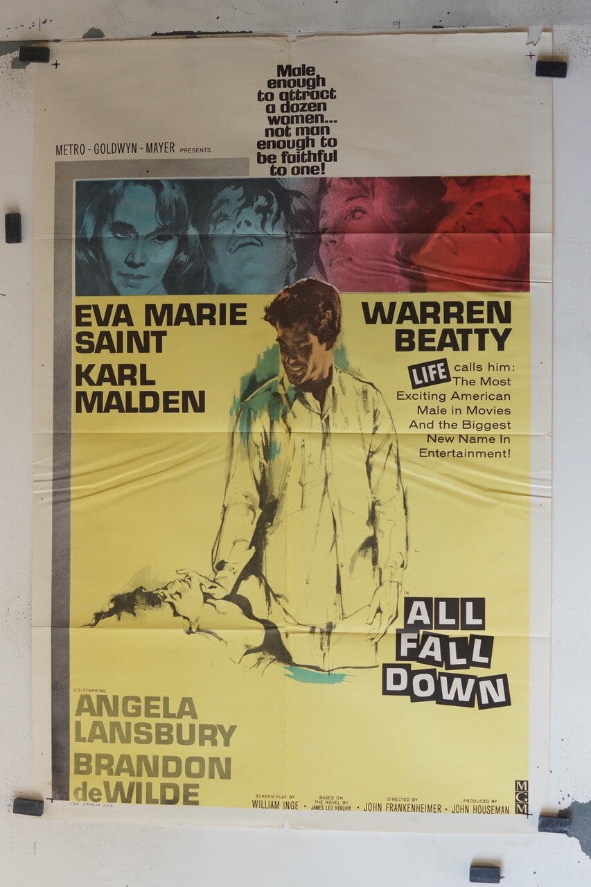 ALL FALL DOWN (1962) ORIGINAL MOVIE POSTER 70x100 , EVA MARIE SAINT, KARL MALDEN