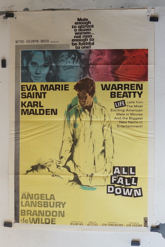 ALL FALL DOWN (1962) ORIGINAL MOVIE POSTER 70x100 , EVA MARIE SAINT, KARL MALDEN