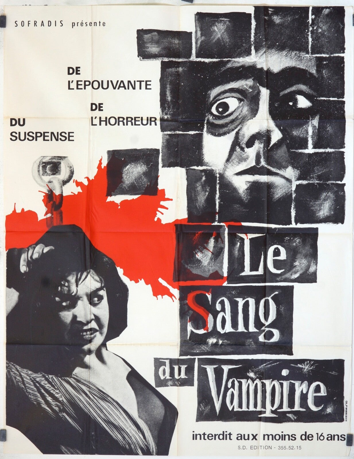 LE SANG DU VAMPIRE, Blood Of The Vampire ORIGINAL MOVIE POSTER 120x160