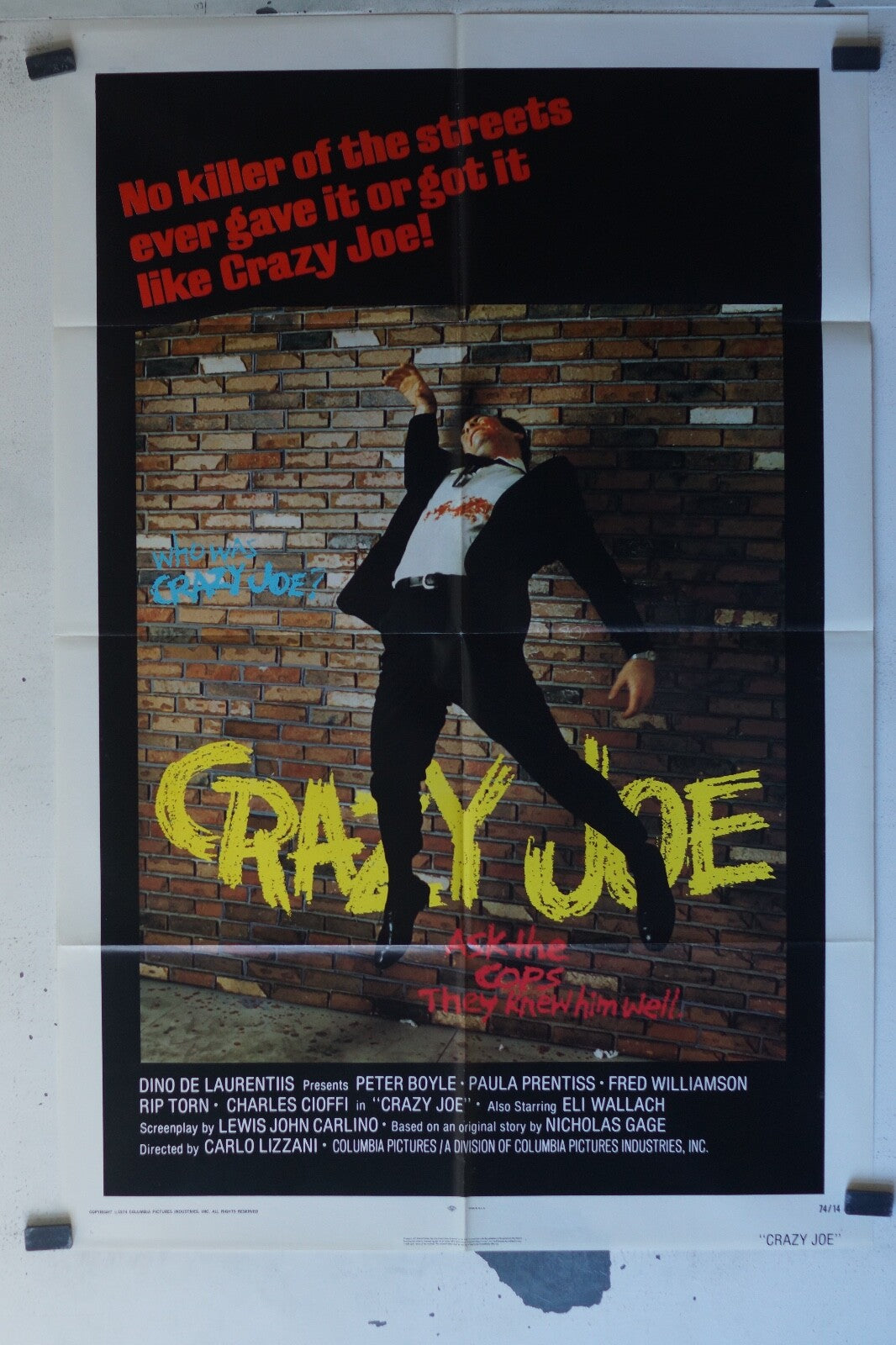 CRAZY JOE MOVIE POSTER ORIGINAL 68x104 Peter Boyle , Paula Prentiss 