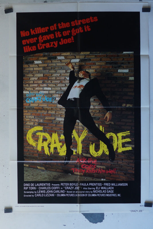 CRAZY JOE MOVIE POSTER ORIGINAL 68x104 Peter Boyle , Paula Prentiss 