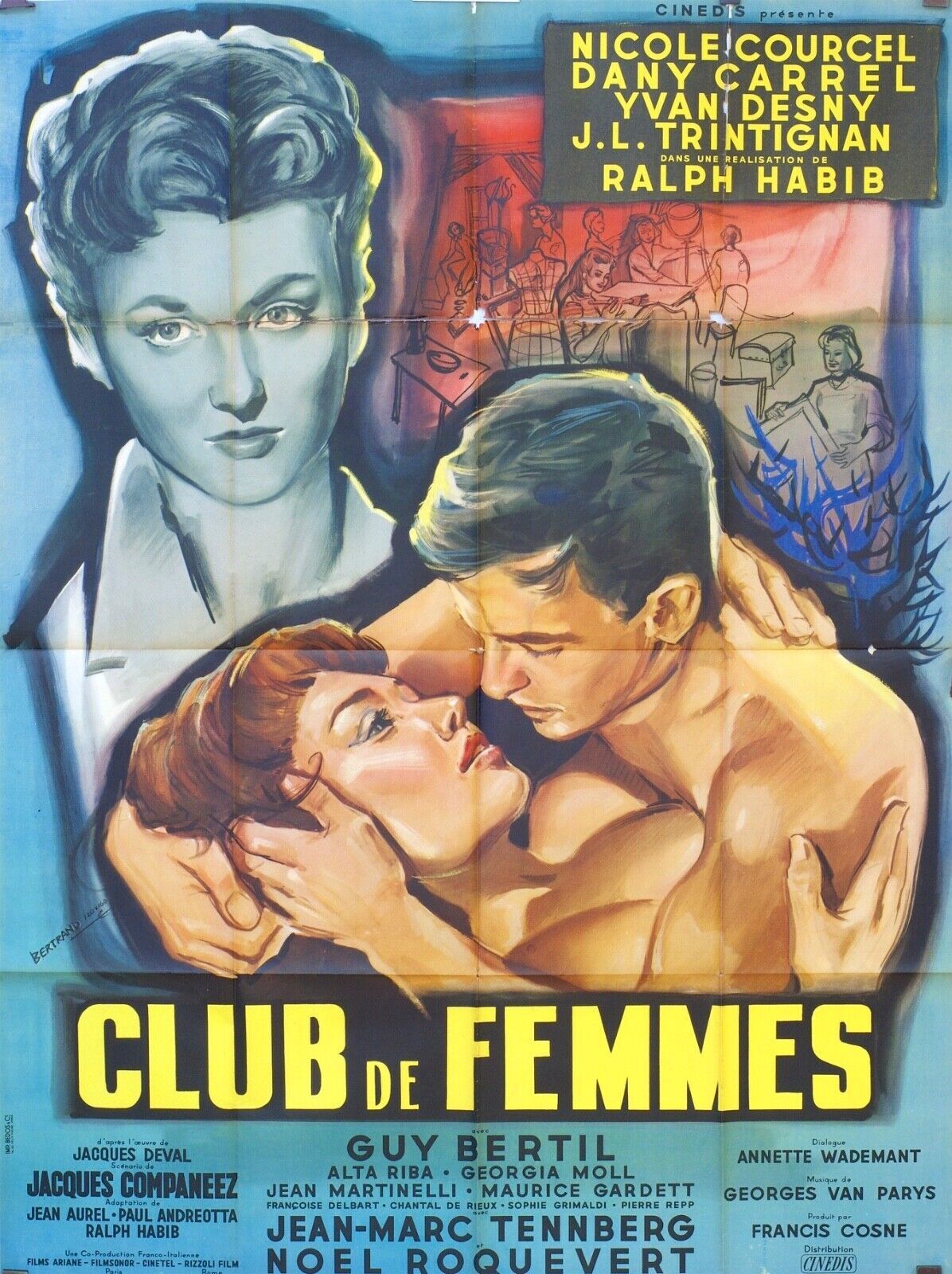 CLUB DE FEMMES POSTER ORIGINAL 120x160 NICOLE COURCEL