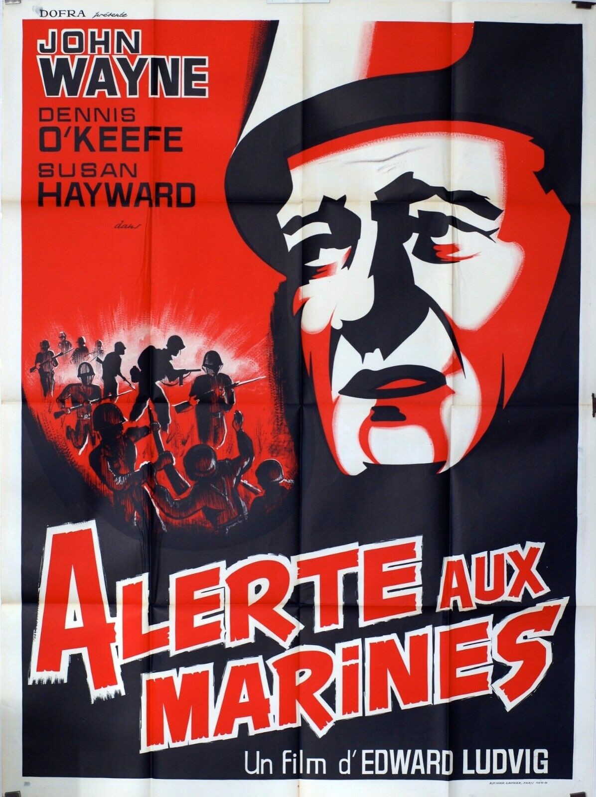 ALERTE AUX MARINES MOVIE POSTER ORIGINAL 120x160 JOHN WAYNE