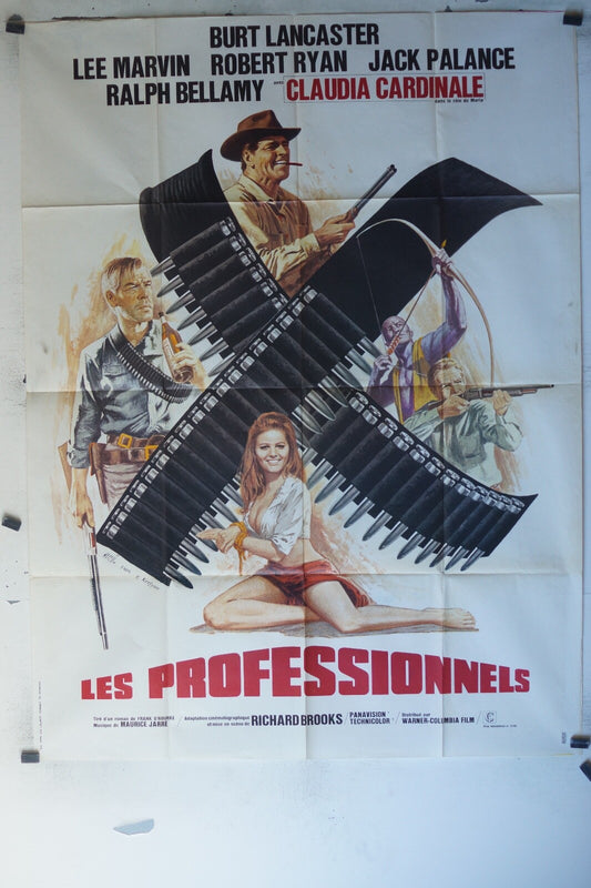 PROFESSIONNELS (LES) MOVIE POSTER ORIGINAL 120x160 Burt Lancaster , Lee Marvin 