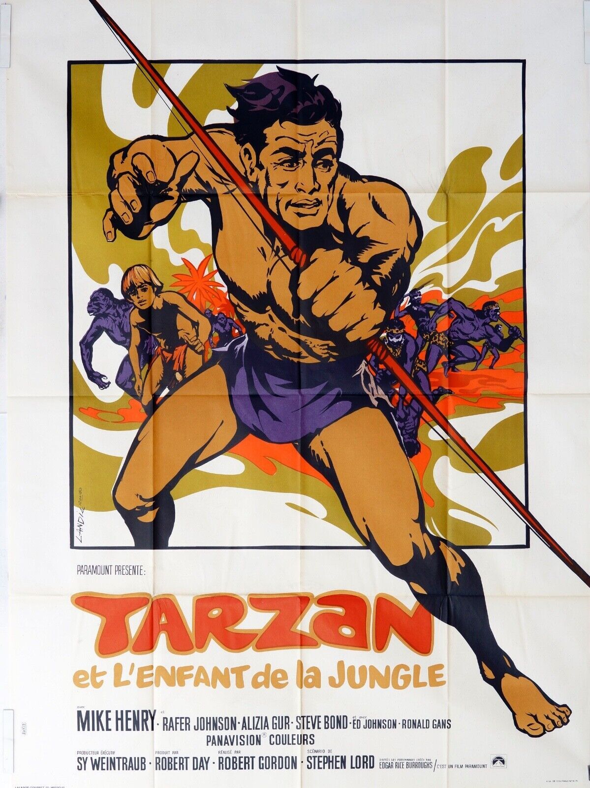 TARZAN ET L’ENFANT DE JUNGLE MOVIE POSTER ORIGINAL 120x160 MIKE HENRY