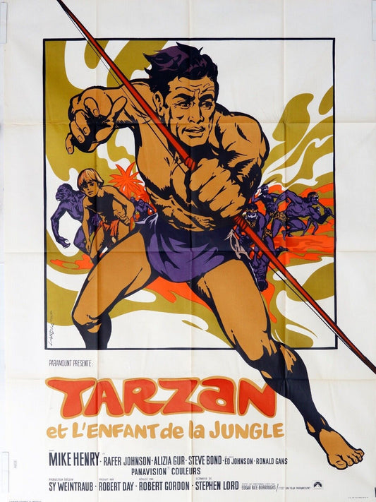 TARZAN ET L’ENFANT DE JUNGLE MOVIE POSTER ORIGINAL 120x160 MIKE HENRY
