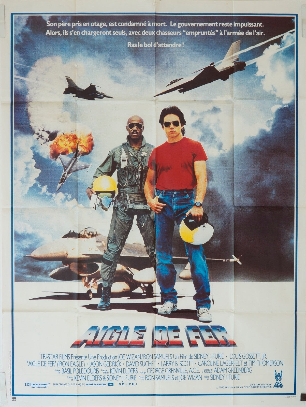 AIGLE DE FER Sidney J FURIE Jason GEDRICK ORIGINAL POSTER (120x160) GOSSETT JR