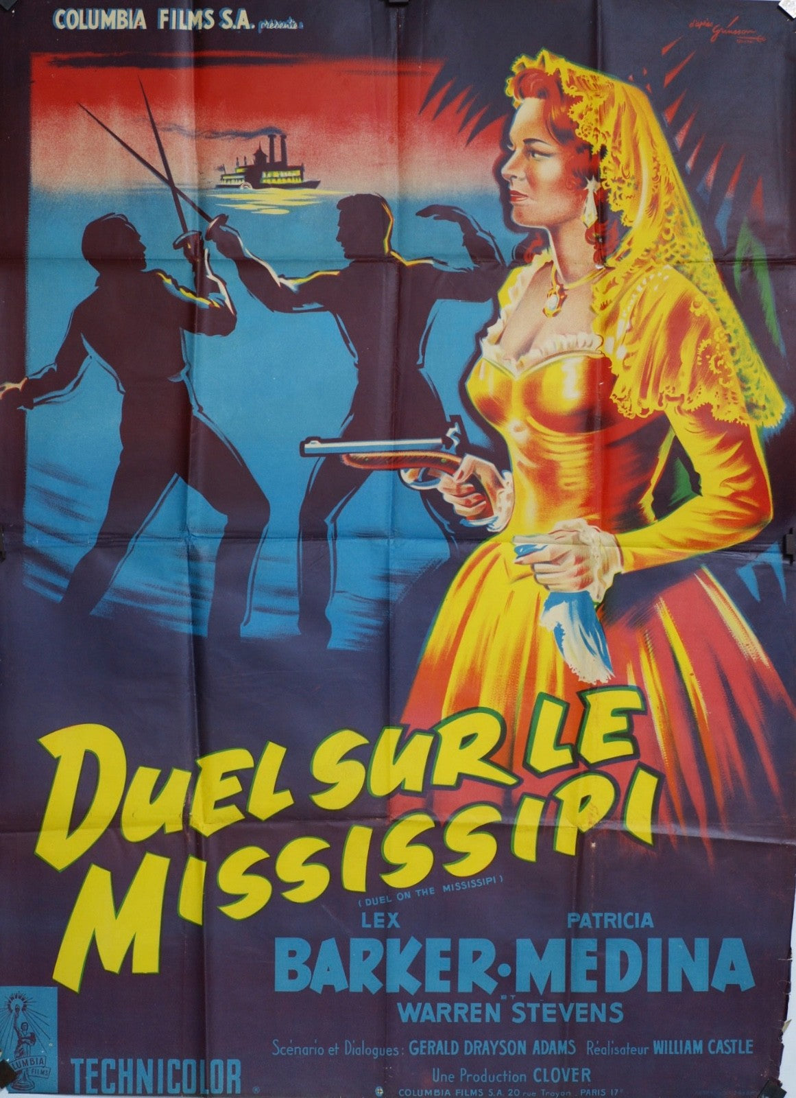 DUEL SUR LE MISSISSIPI LEX BARKER ORIGINAL MOVIE POSTER 120x160