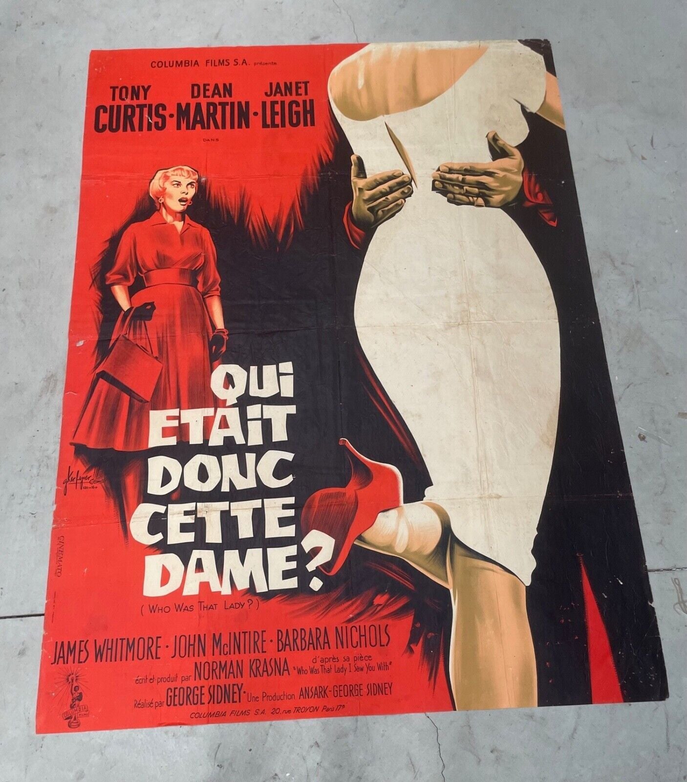 QUI ÉTAIT DONC CETTE DAME MOVIE POSTER ORIGINAL (120x160) TONY CURTYS