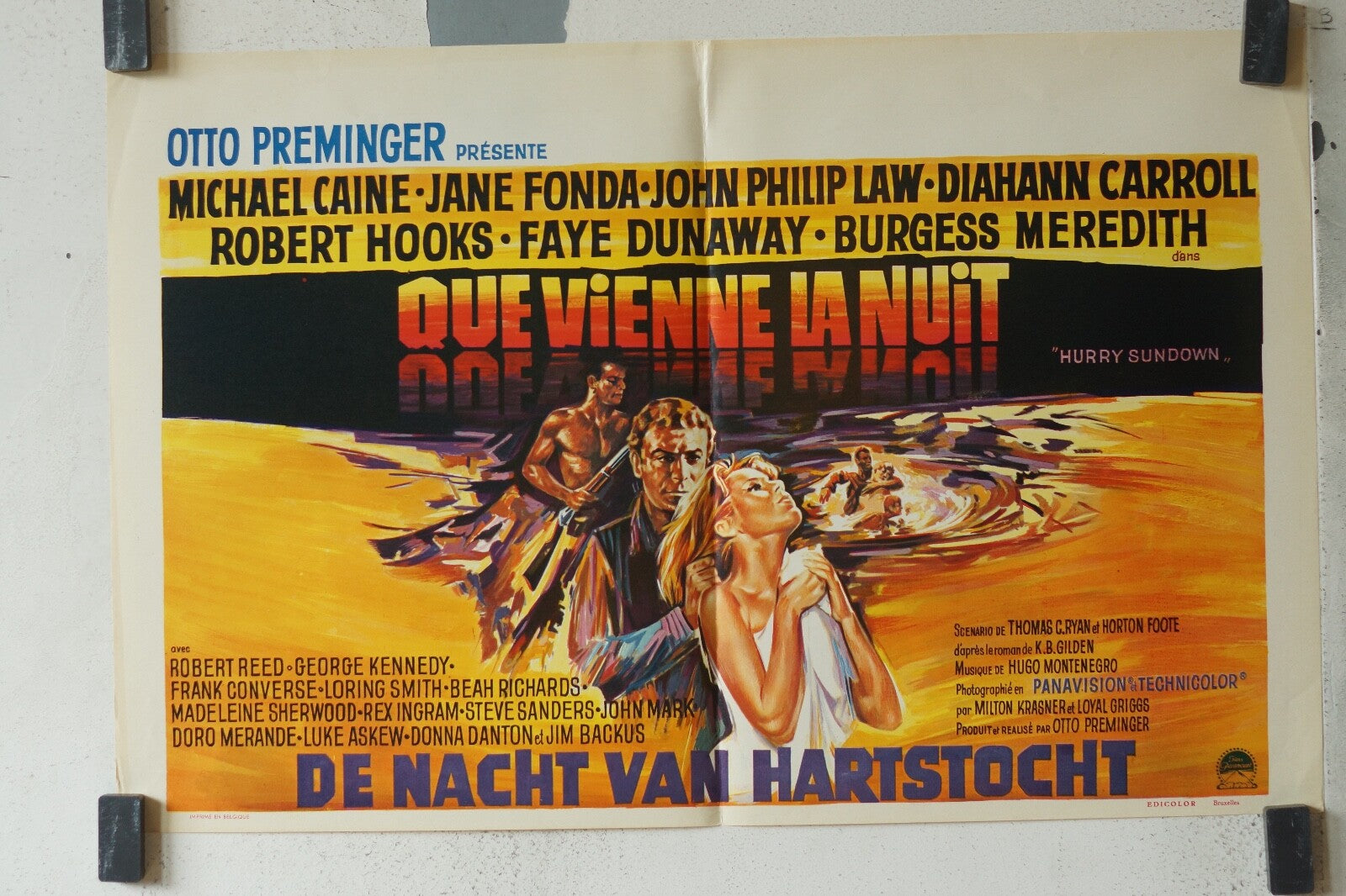 QUE VIENNE LA NUIT MOVIE POSTER ORIGINAL 55x36 Michael Caine , Jane Fonda 
