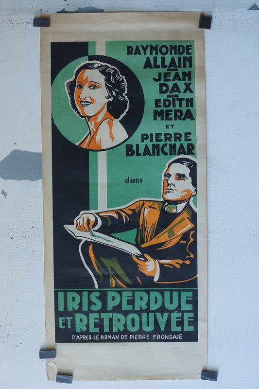 IRIS PERDUE ET RETROUVÉE (RARE POSTER CINEMA DE PROVINCE) 40x60 RAYMONDE ALLAIN